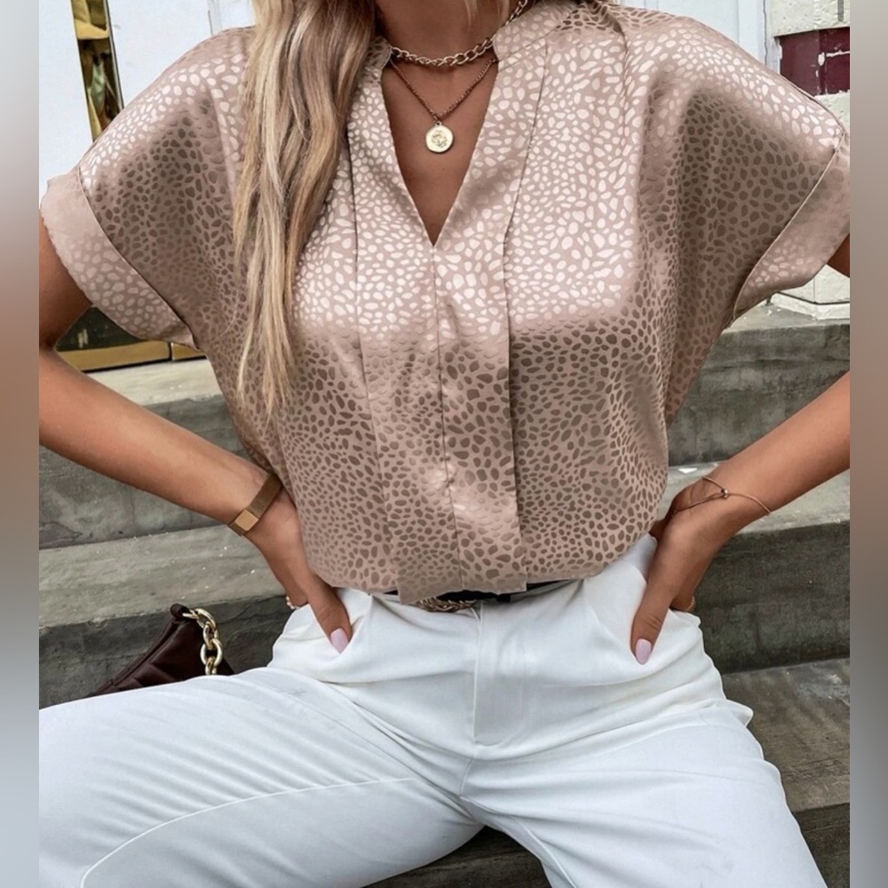 SHEIN Patterned Silk Blouse